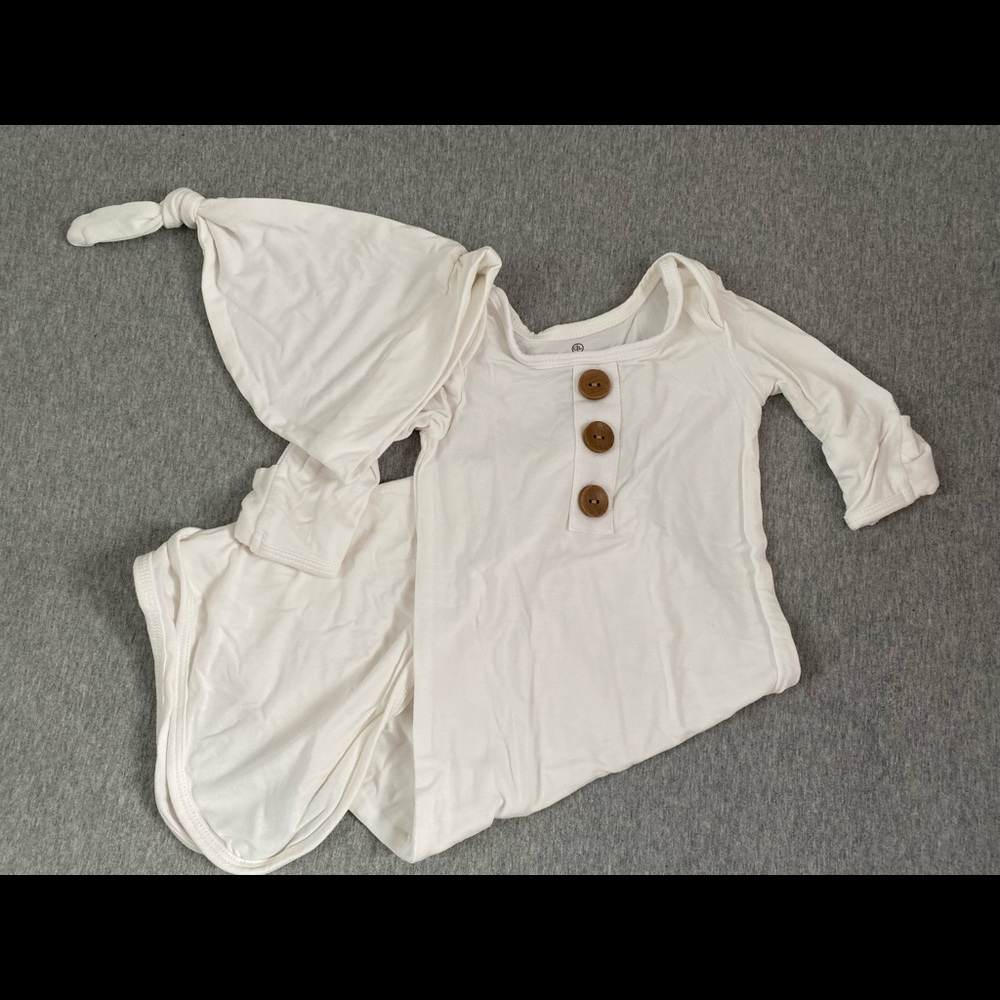Caden Lane Gown & Hat - 0-3 mo